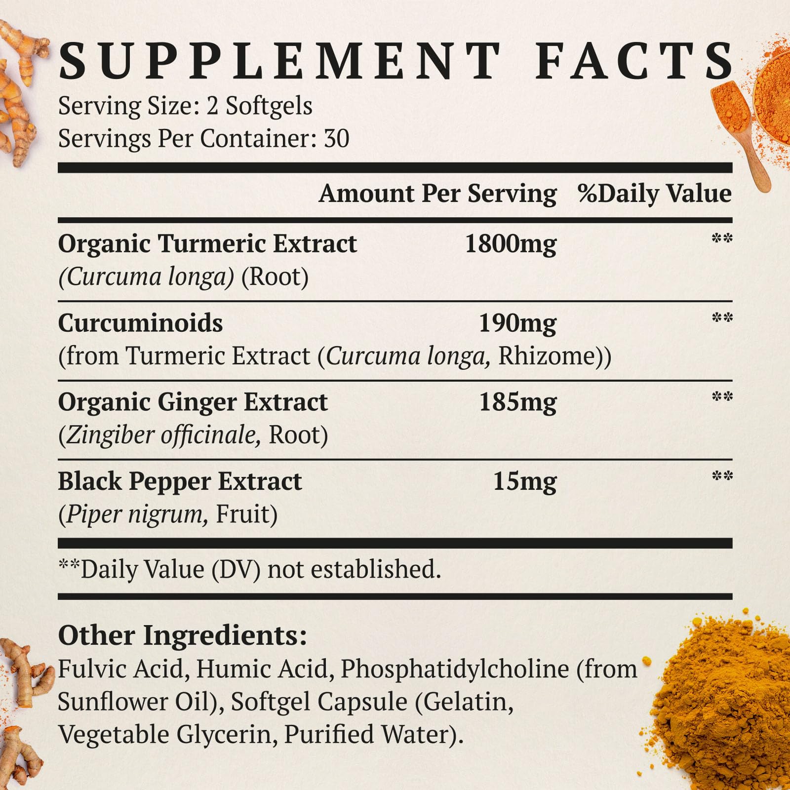 Svaiketa Turmeric Curcumin Supplement packaging side view