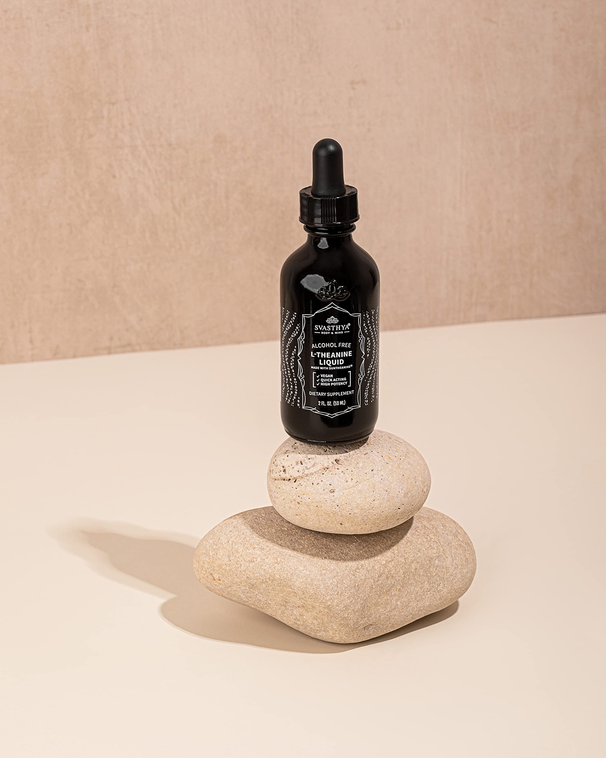 Svasthya Body & Mind L-Theanine supplement dropper