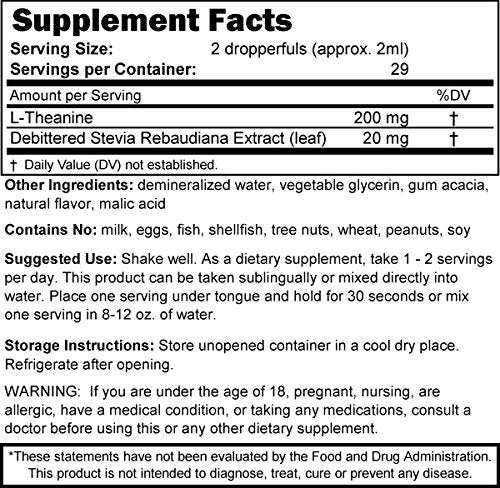 Svasthya Body & Mind L-Theanine supplement ingredients list