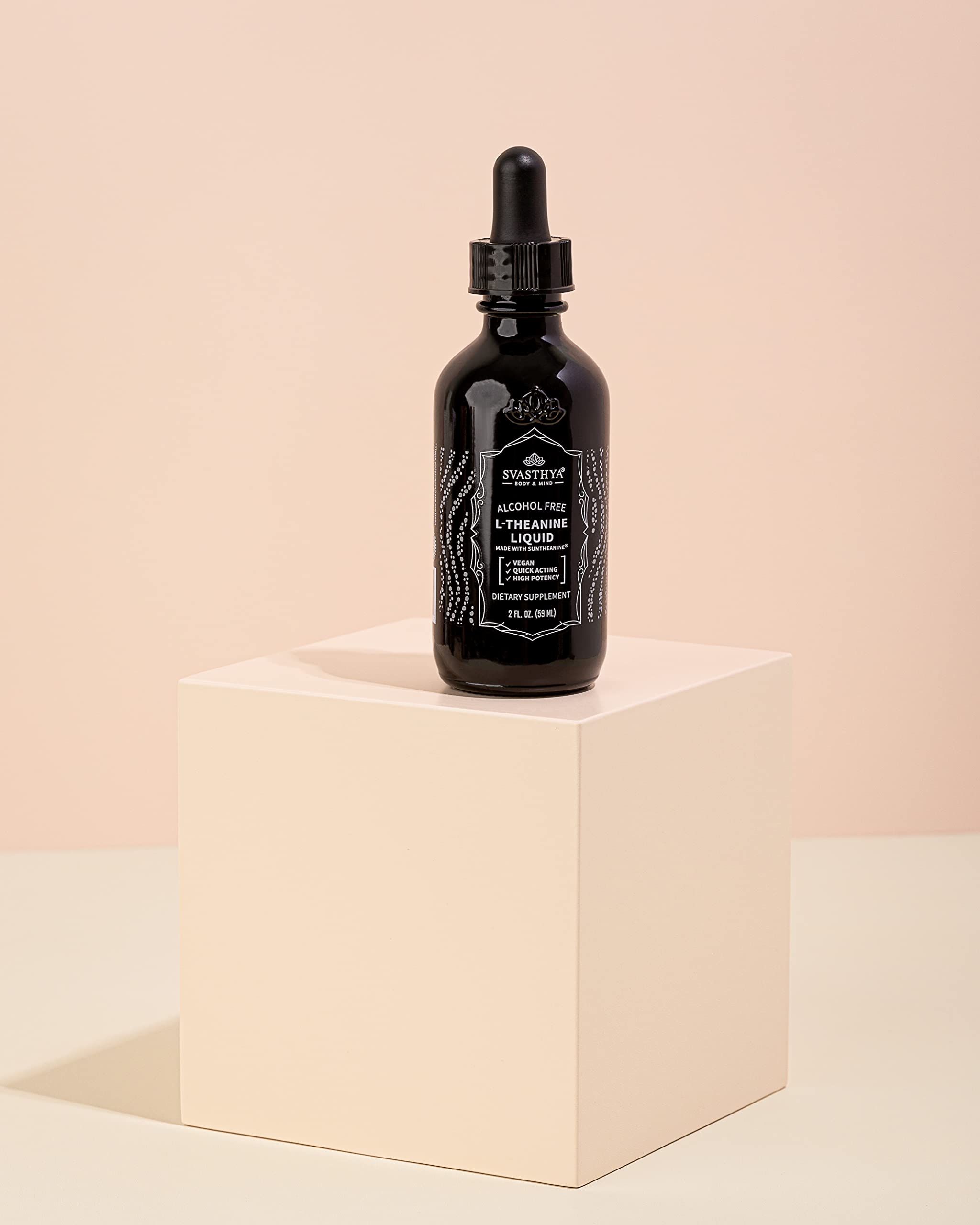 Svasthya Body & Mind L-Theanine supplement side view