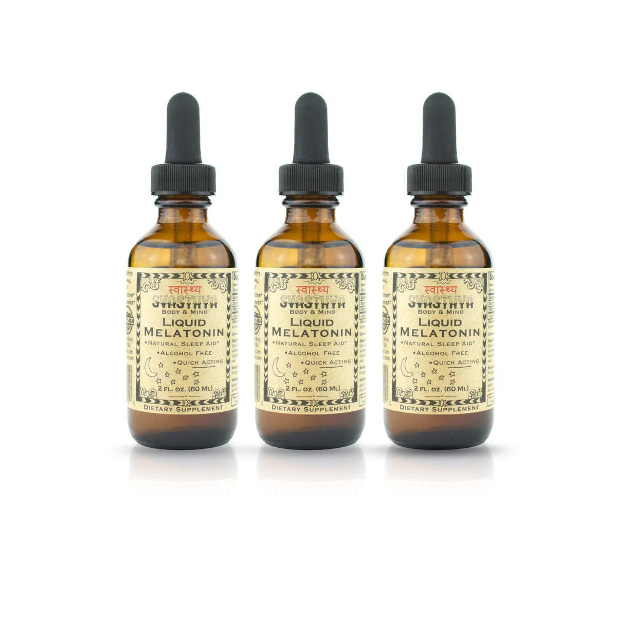 Svasthya Body & Mind Melatonin Liquid Sleep Supplement front view