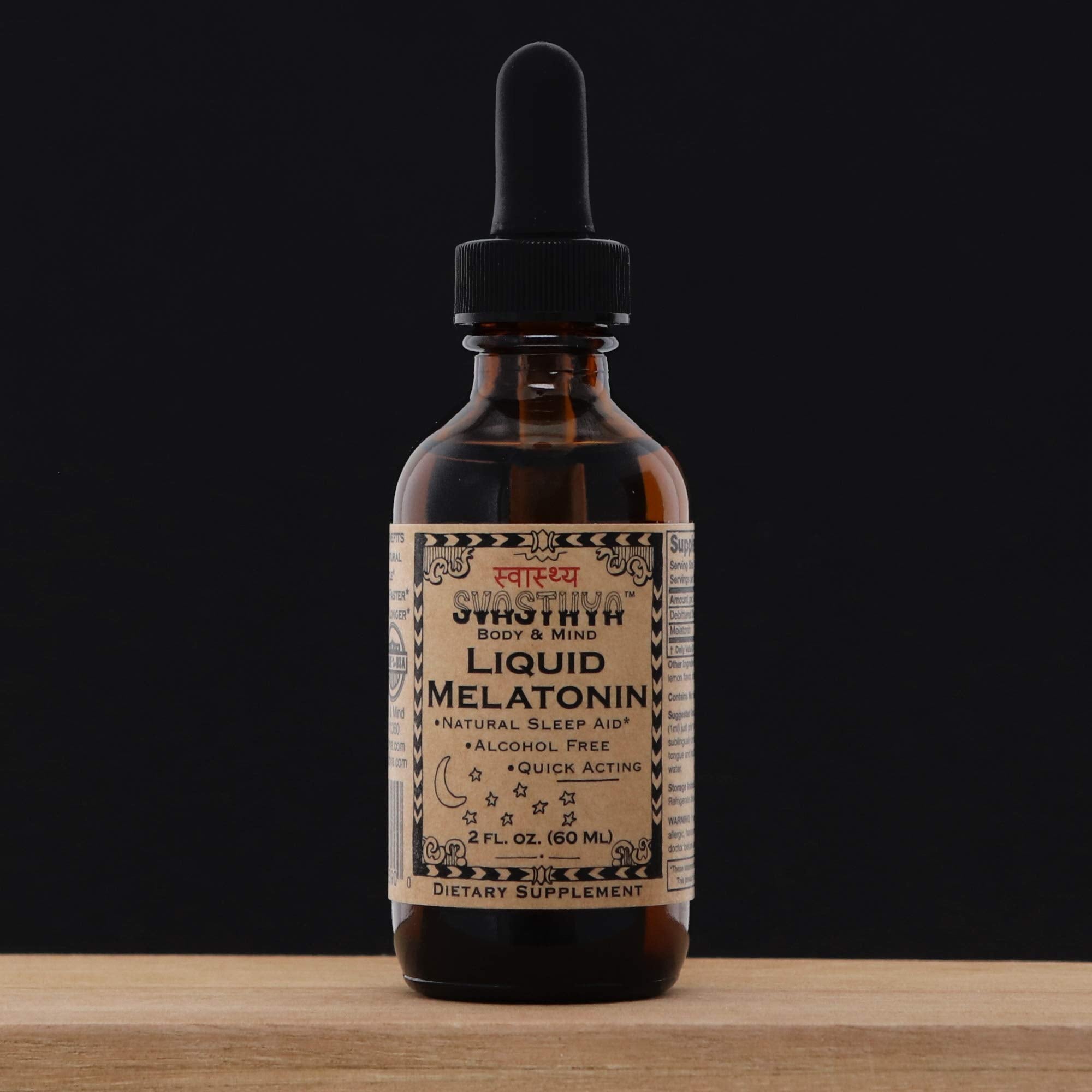 Svasthya Melatonin Liquid back label with ingredients