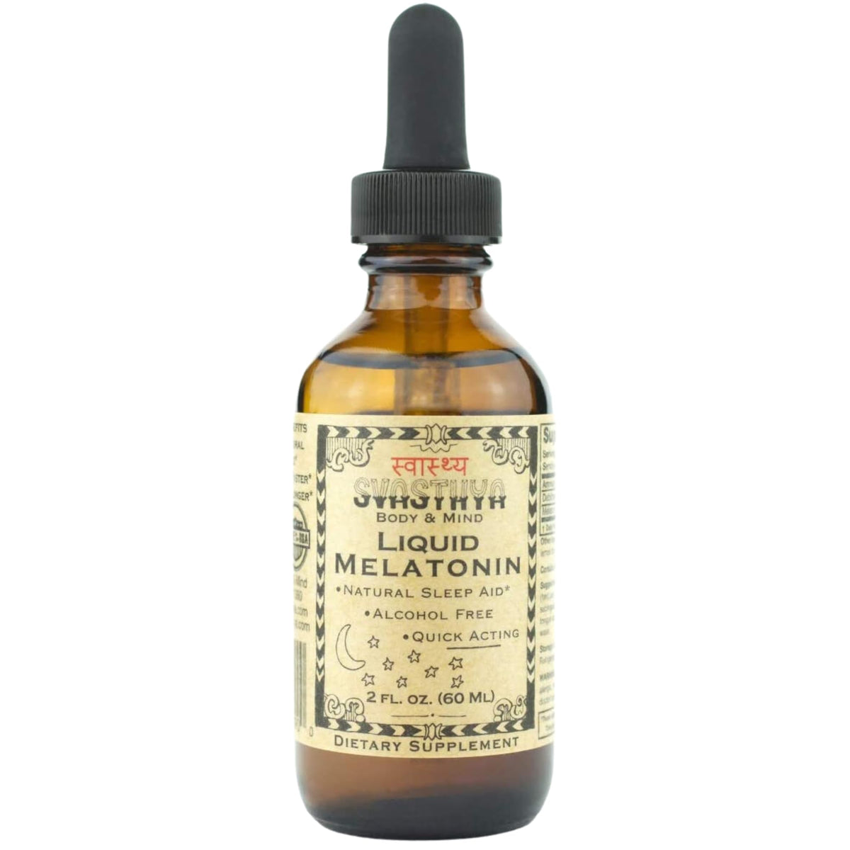 Svasthya Natural Melatonin Liquid Supplement 2 Fl Oz front view