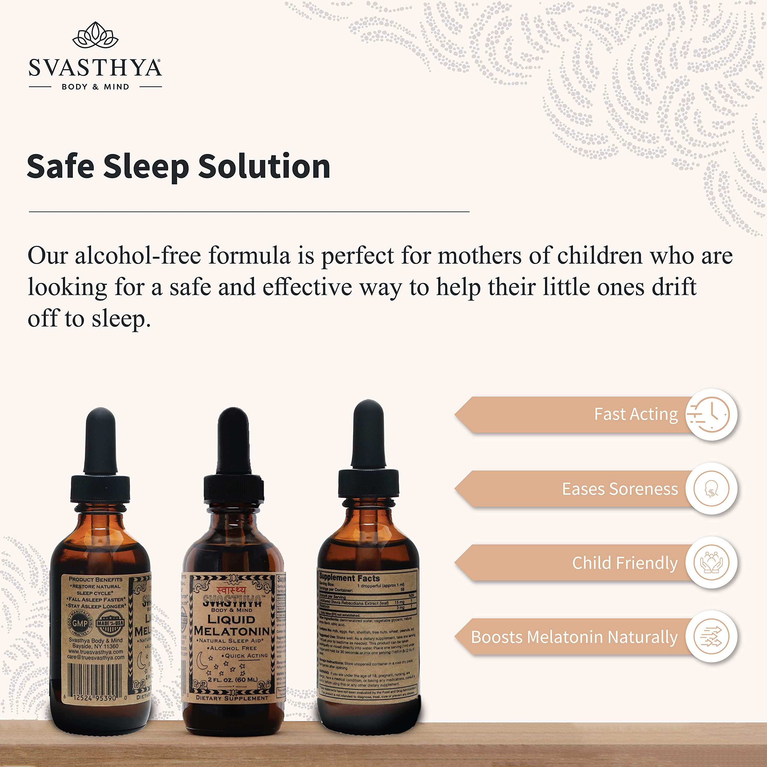 Svasthya Natural Melatonin Liquid Supplement packaging