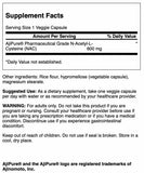 Swanson Acetyl-L-Carnitine 600mg capsule bottle side view