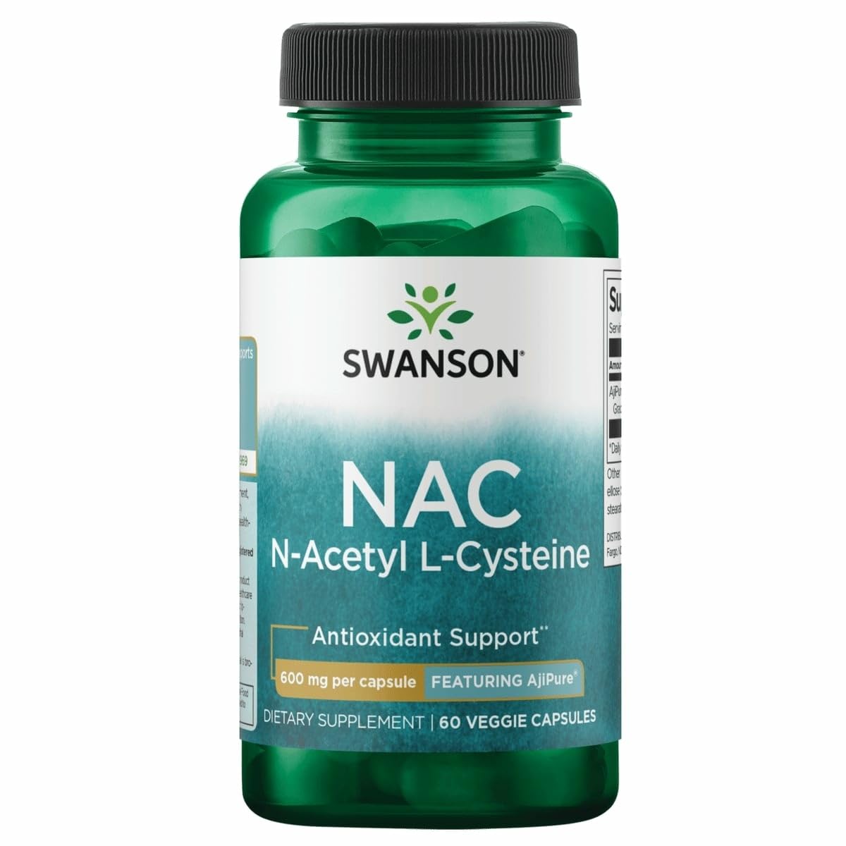 Swanson Acetyl-L-Carnitine 600mg supplement front view
