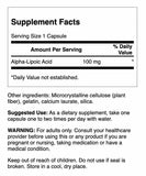 Swanson Alpha Lipoic Acid 100mg supplement side view