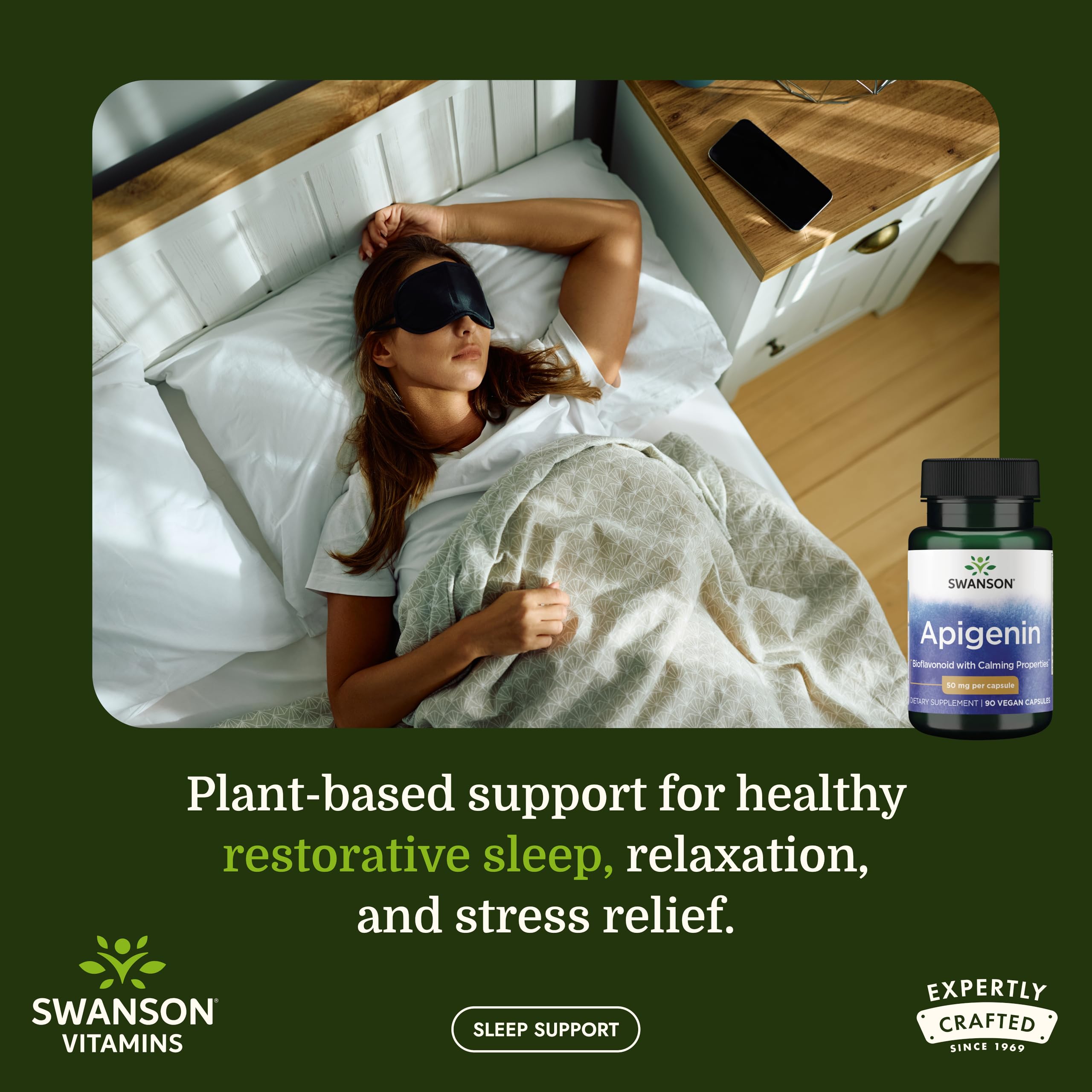 Swanson Apigenin Supplement 50 mg 90 Vegan Capsules side view