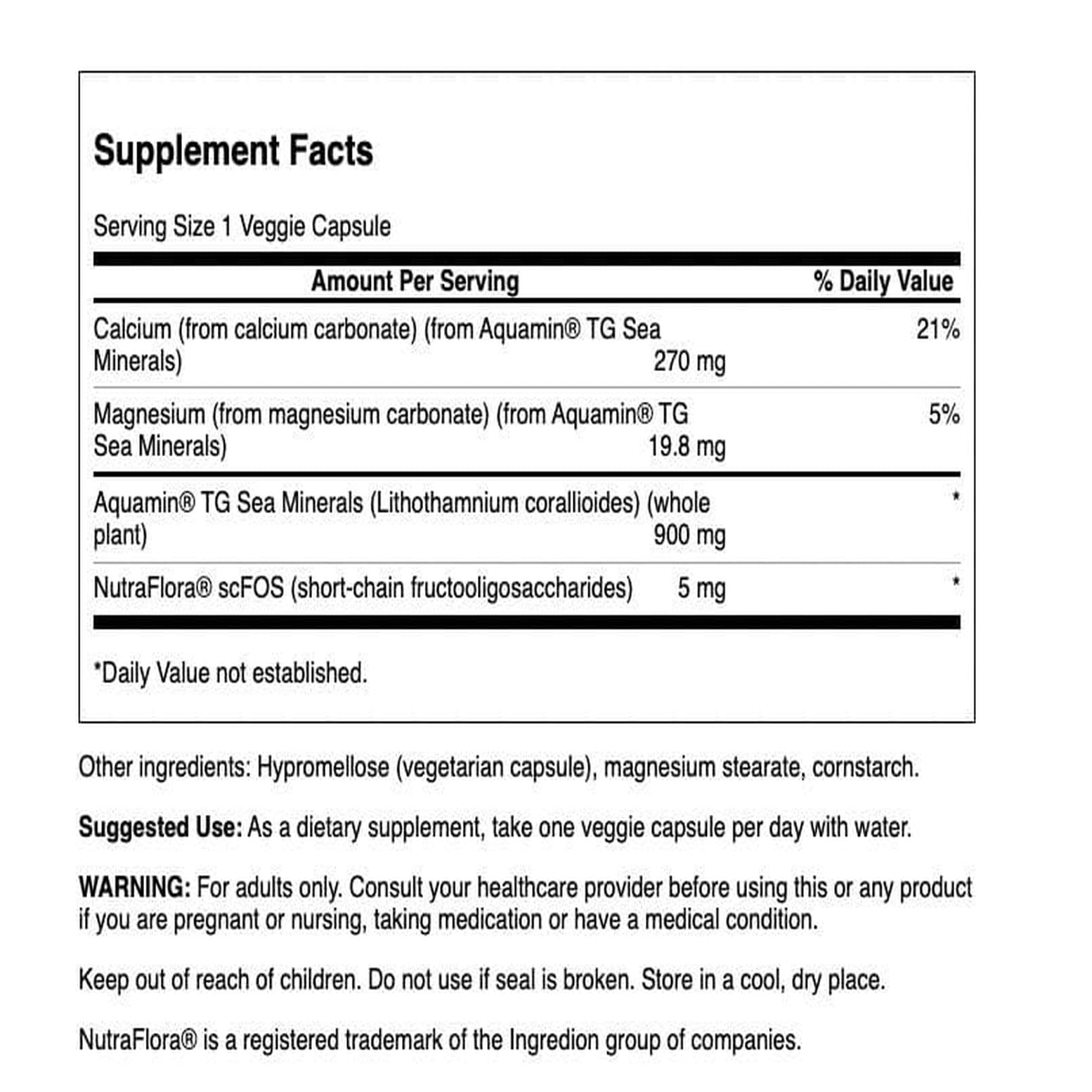 Swanson Aquamin Sea Minerals 900mg supplement side view
