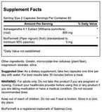 Swanson Ashwagandha 800mg capsules packaging side view