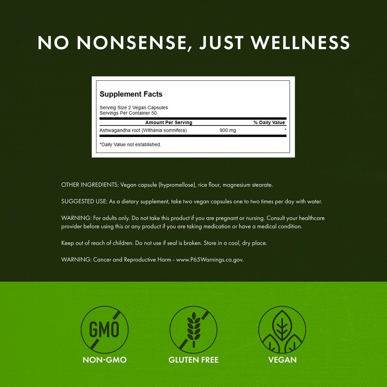 Swanson Ashwagandha Capsules 900mg side view