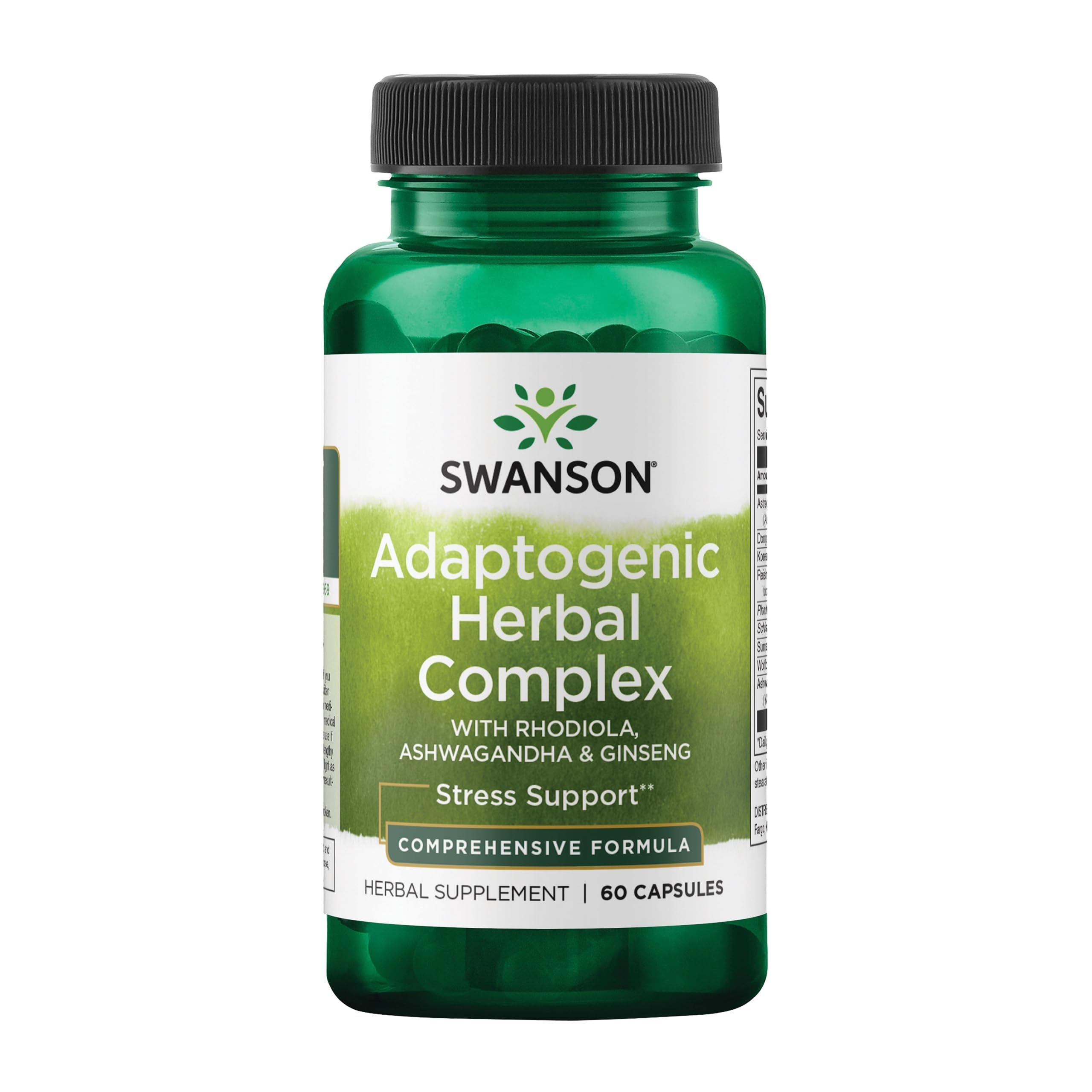 Swanson Ashwagandha & Rhodiola supplement front view