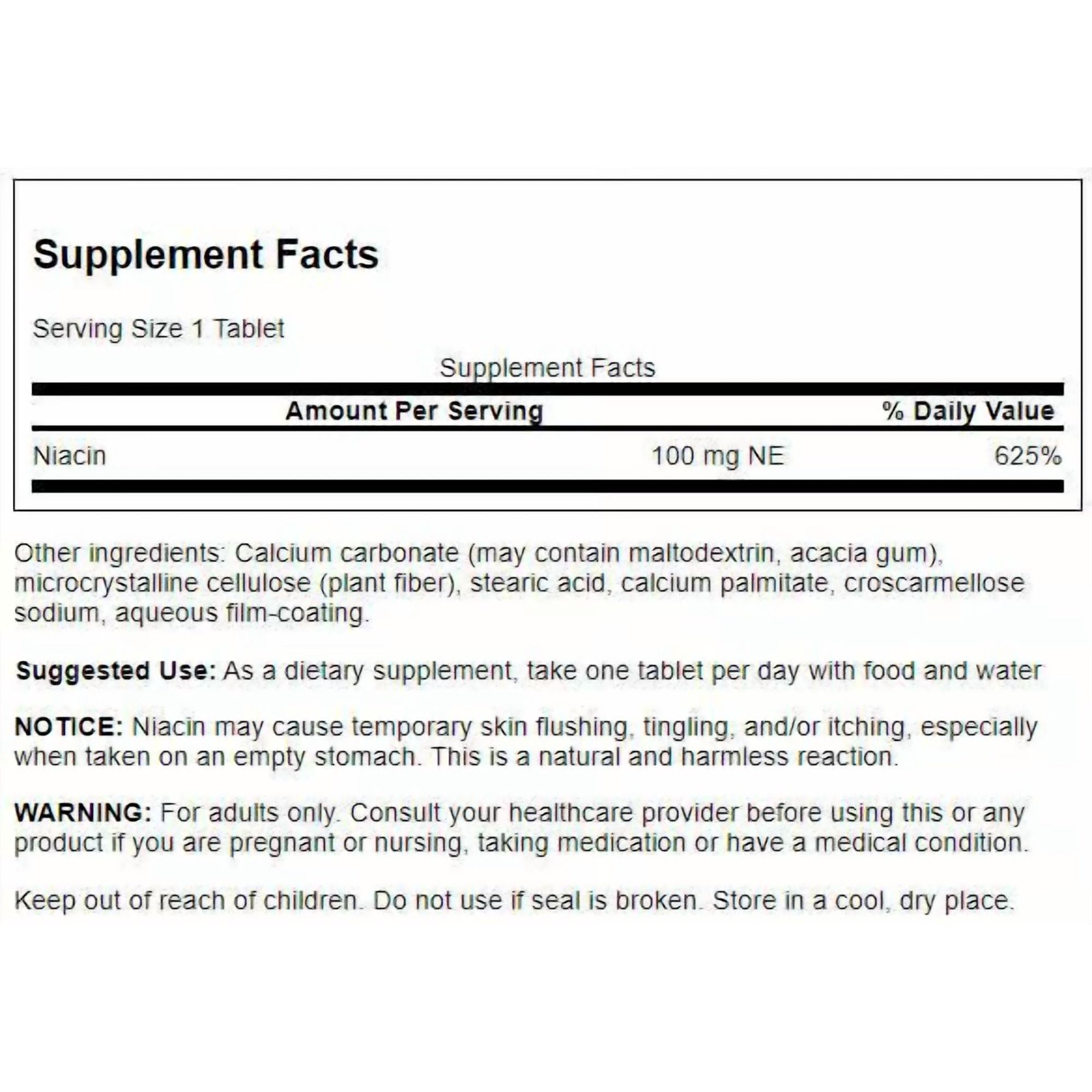 Swanson B3 (Niacin) 500mg capsules side view