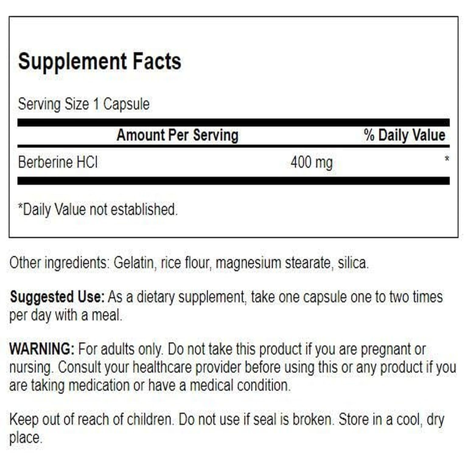 Swanson Berberine HCl 400 mg Capsules side view
