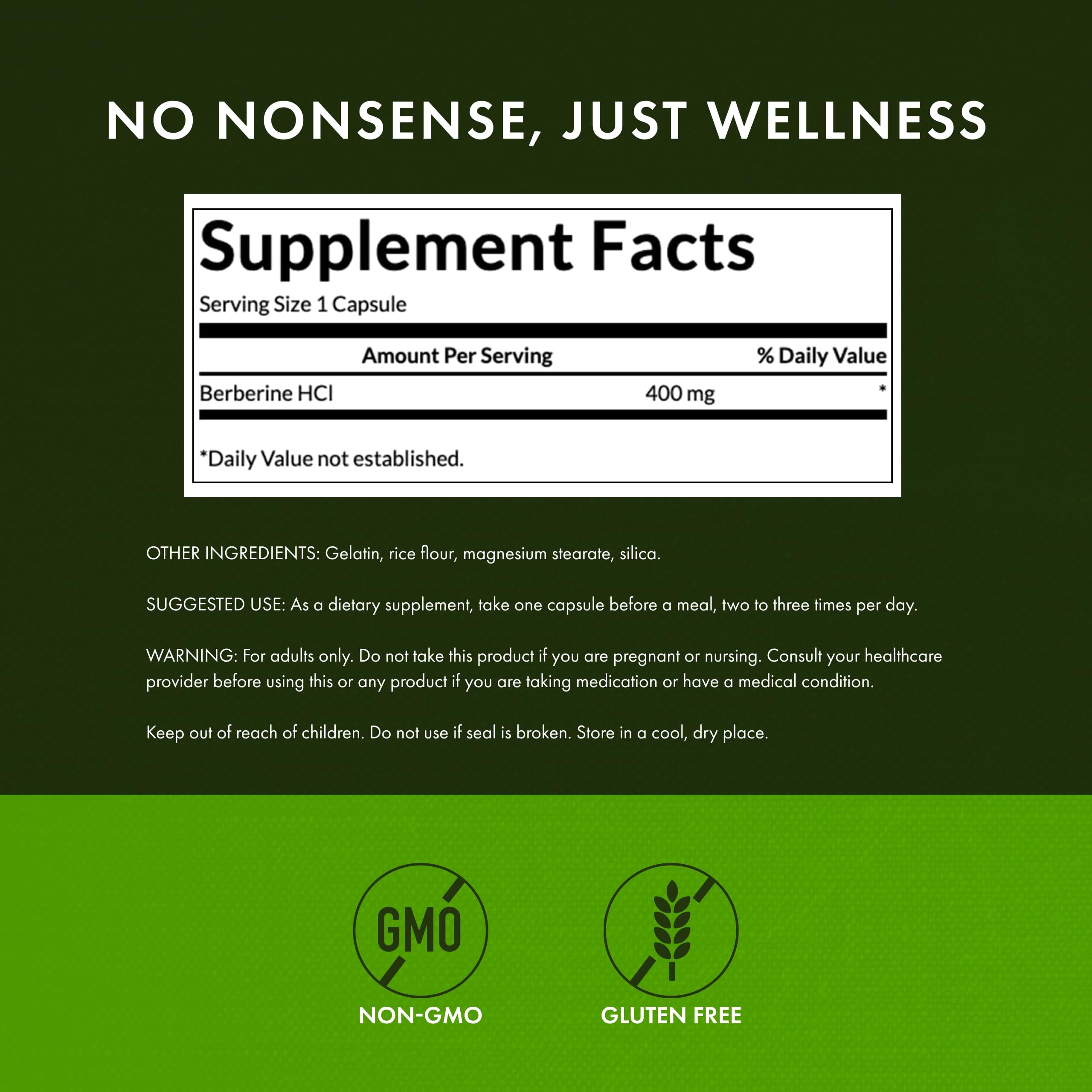 Swanson Berberine HCl 400mg Capsules bottle with label
