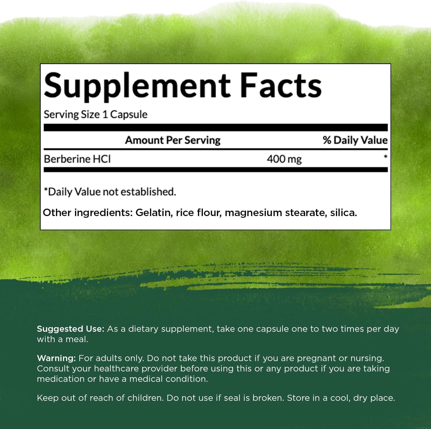 Swanson Berberine HCl 400mg Capsules side view