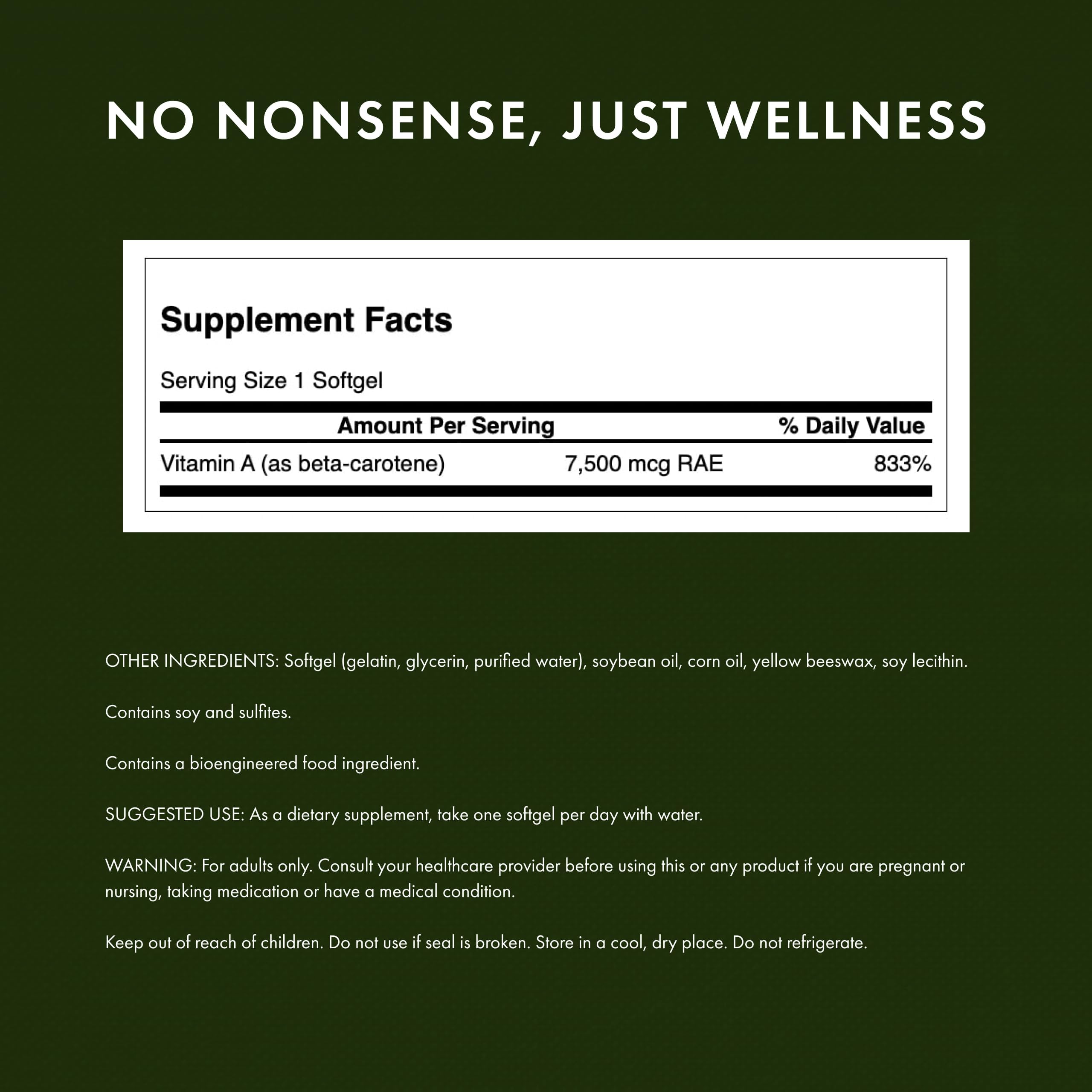Swanson Beta-Carotene Softgels 25,000 IU side view