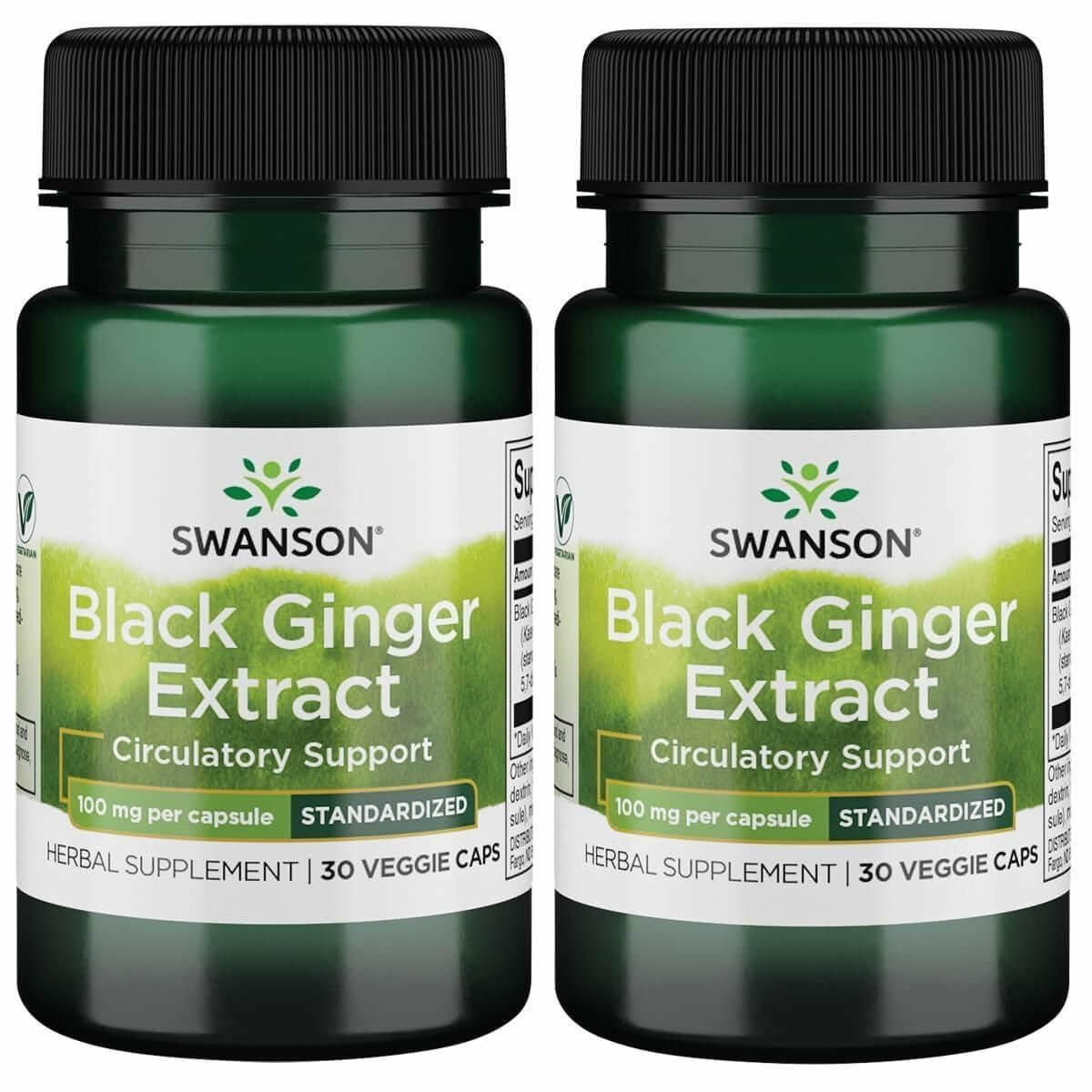 Swanson Black Ginger Extract Capsules front view with label
