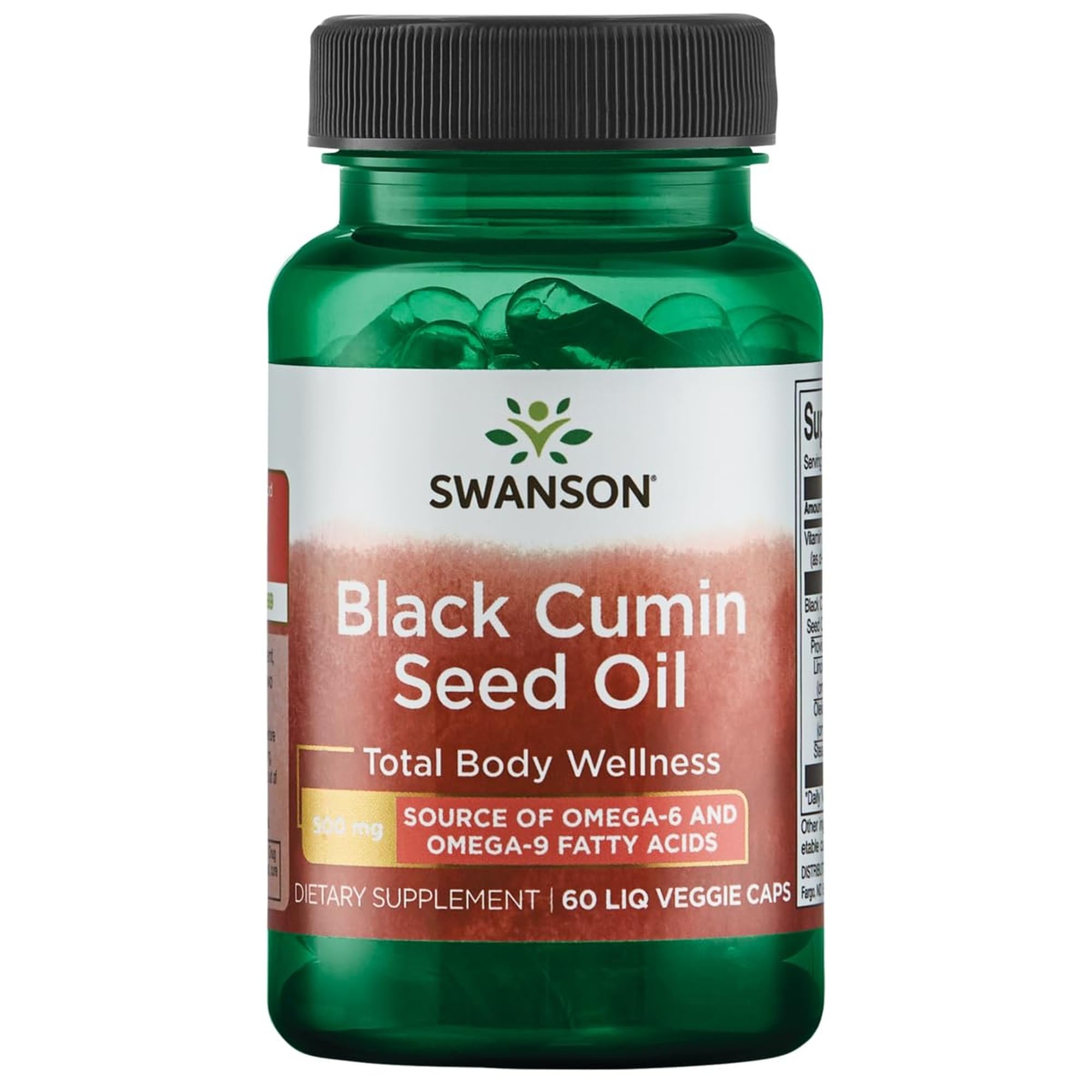 Swanson Black Seed Oil 500mg Vegan Capsules front view