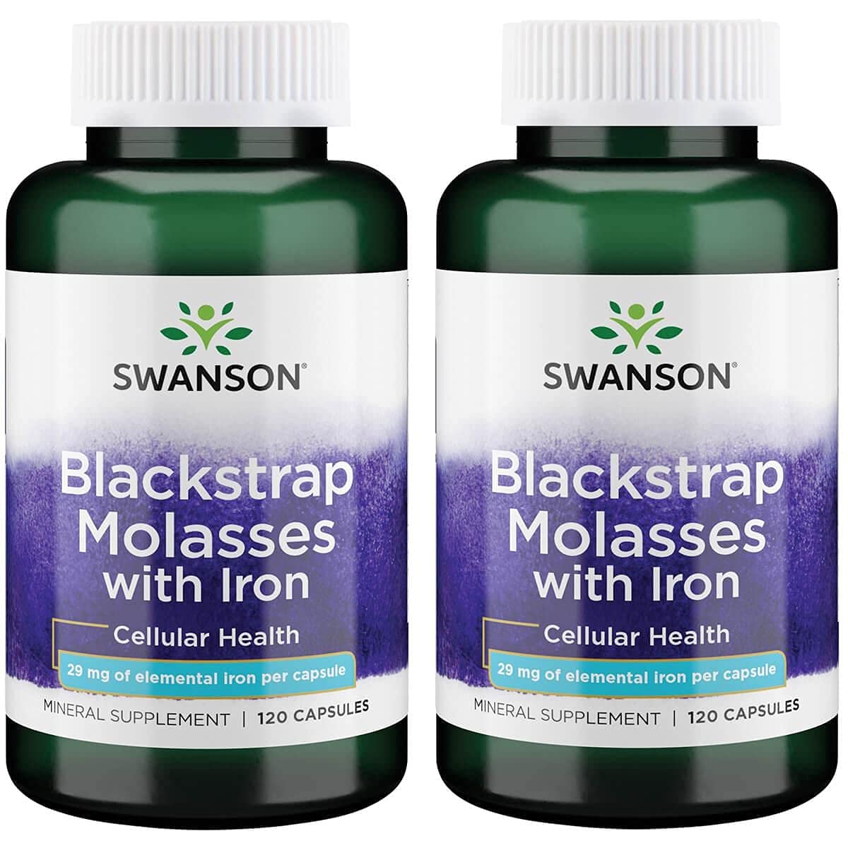 Swanson Blackstrap Molasses Iron Supplement 29mg capsule front view