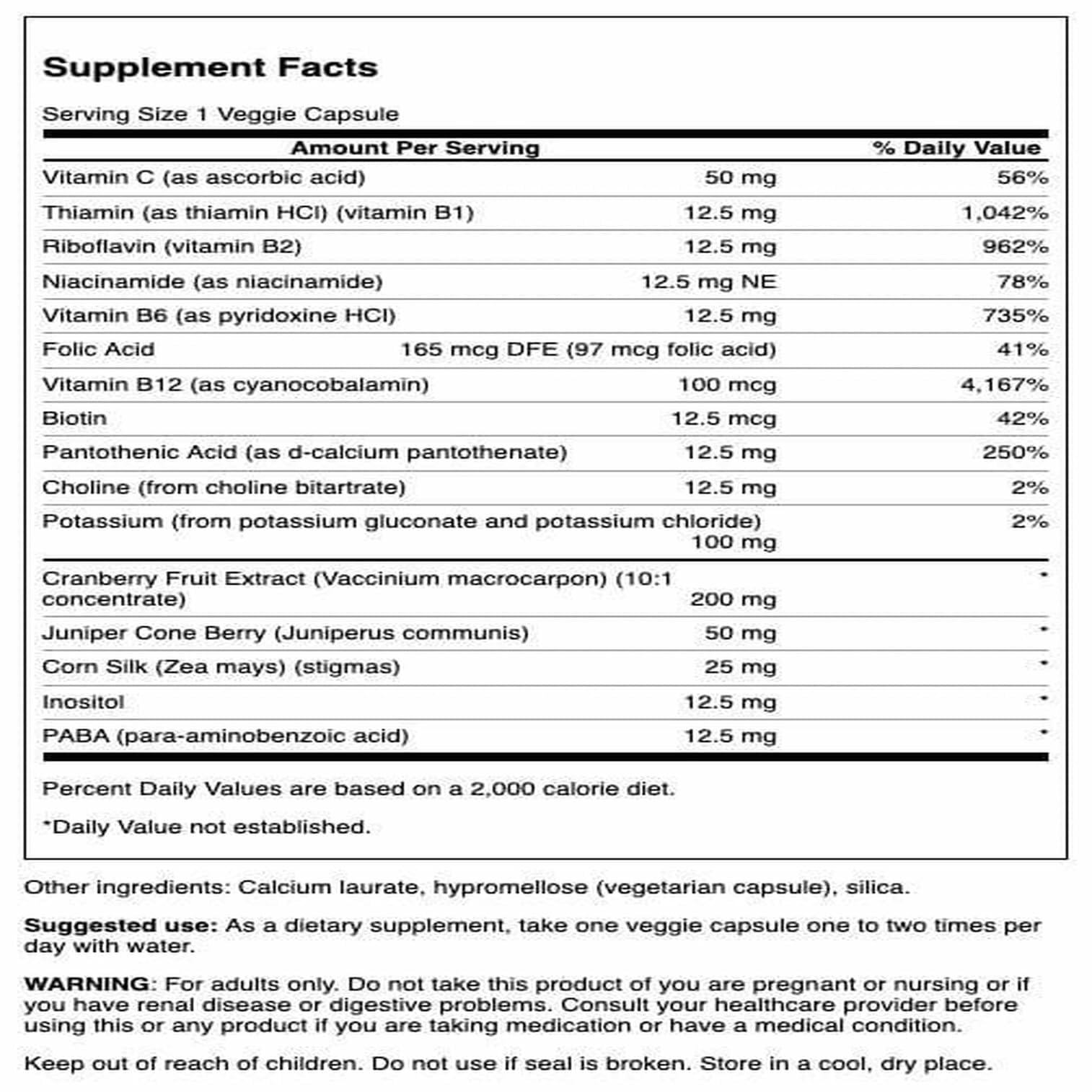Swanson Blended Vitamin & Mineral Supplement back view showing ingredients
