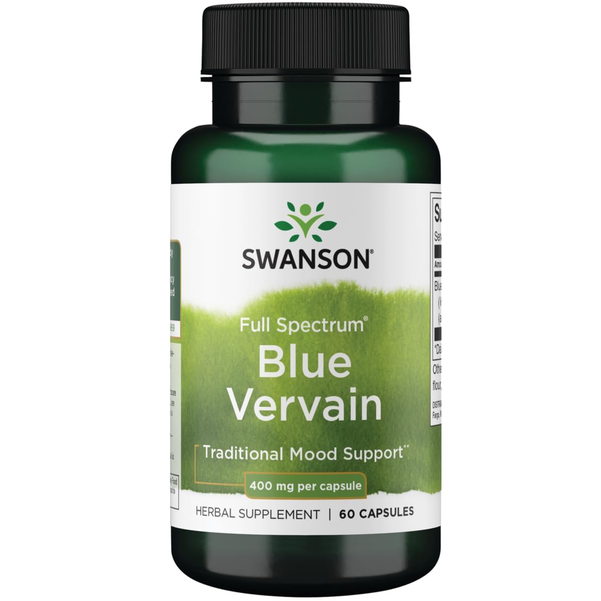 Swanson Blue Vervain 400mg Capsules front view with packaging