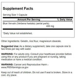 Swanson Blue Vervain 400mg Capsules side view showing capsule details
