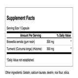 Swanson Boswellia & Curcumin capsules bottle with label