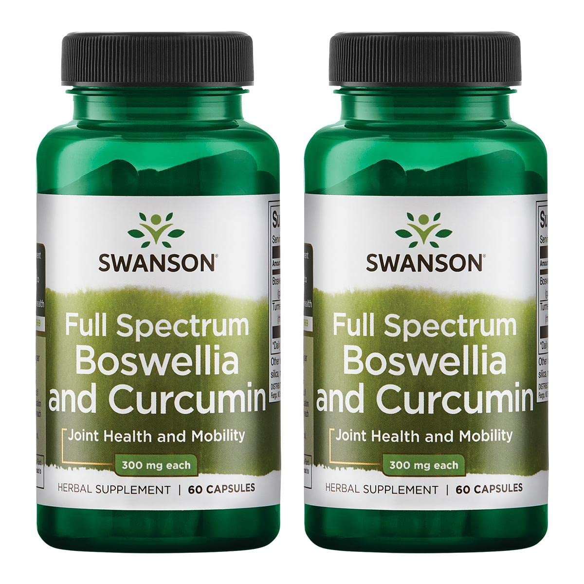 Swanson Boswellia & Curcumin capsules front view