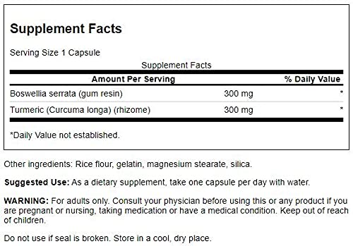 Swanson Boswellia & Curcumin capsules side view
