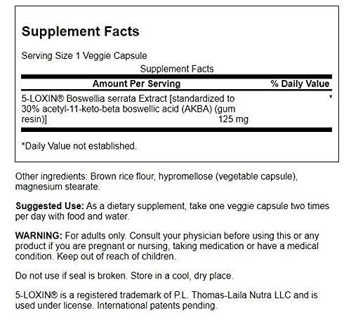 Swanson Boswellia Serrata Extract Capsules 125mg side view