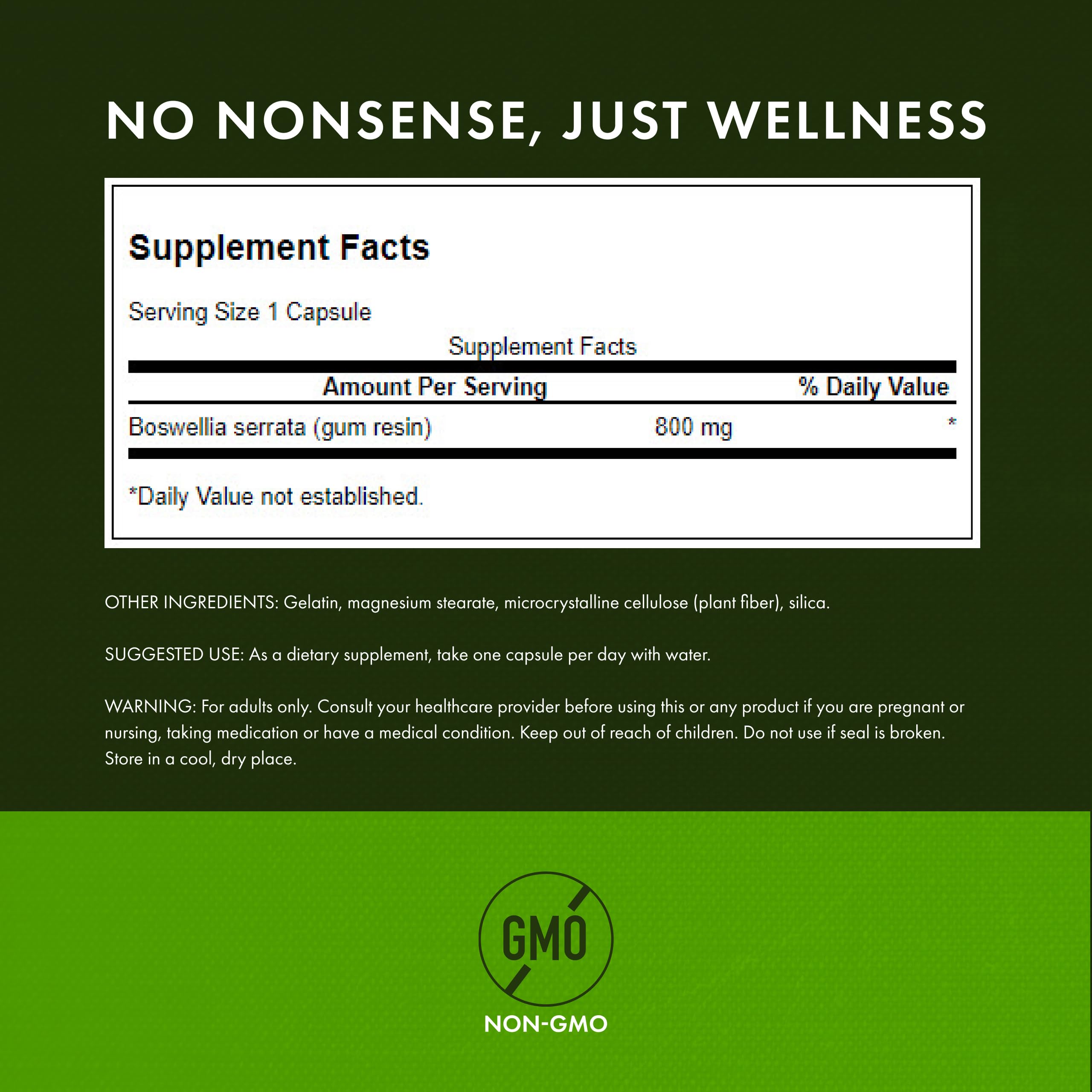 Swanson Boswellia Serrata supplement bottle side view