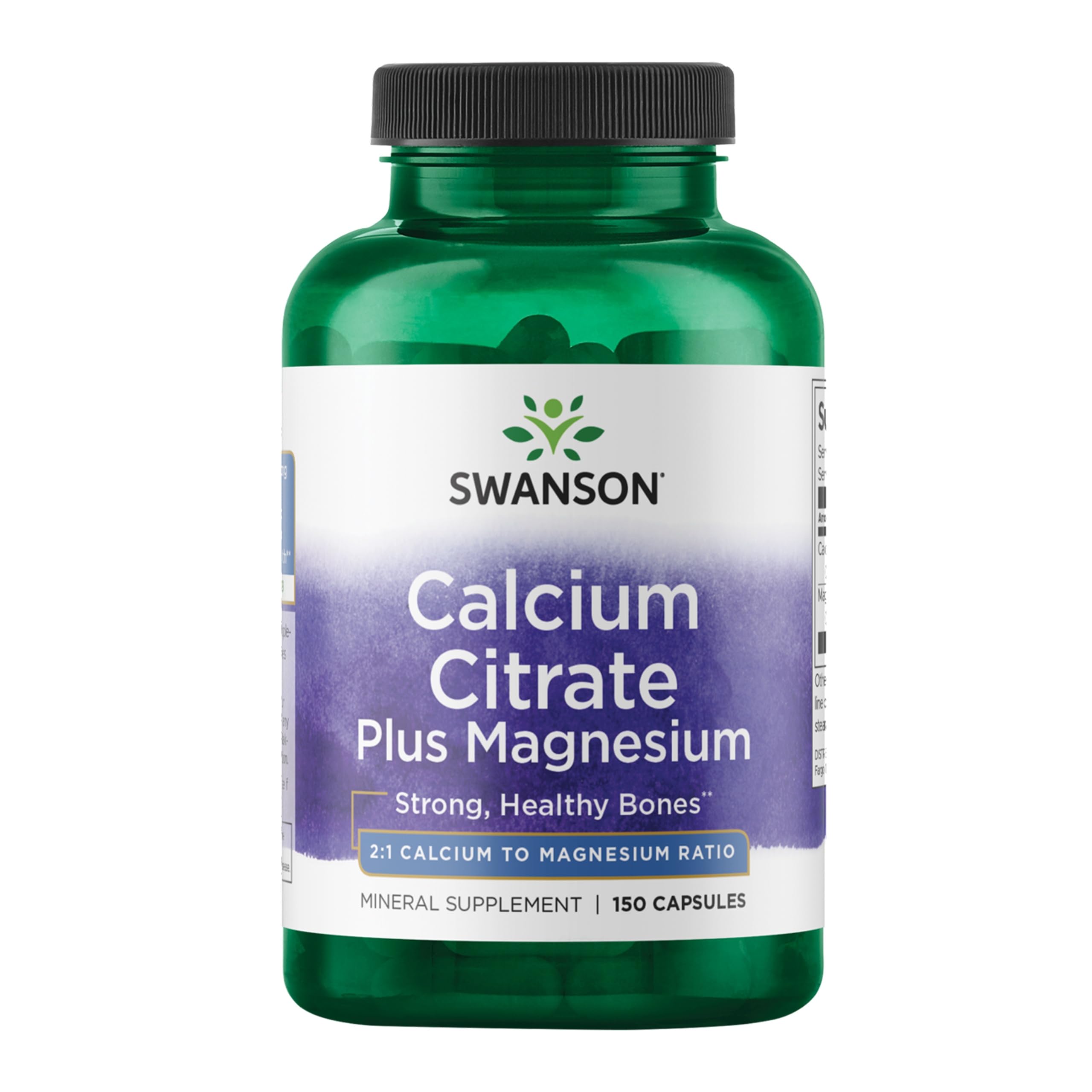 Swanson Calcium Citrate plus Magnesium 300mg 150mg front view