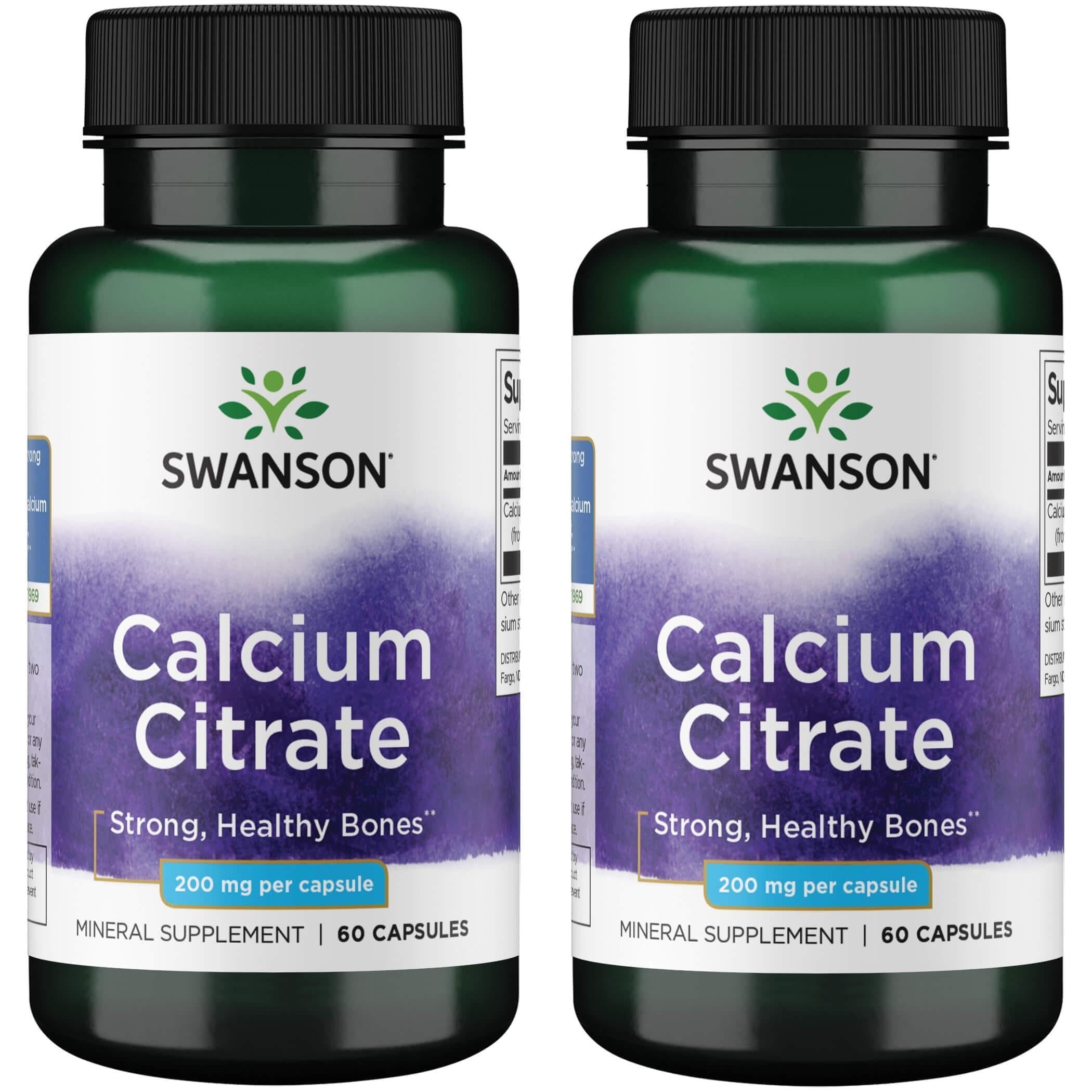 Swanson Calcium Supplement 200mg capsules front view