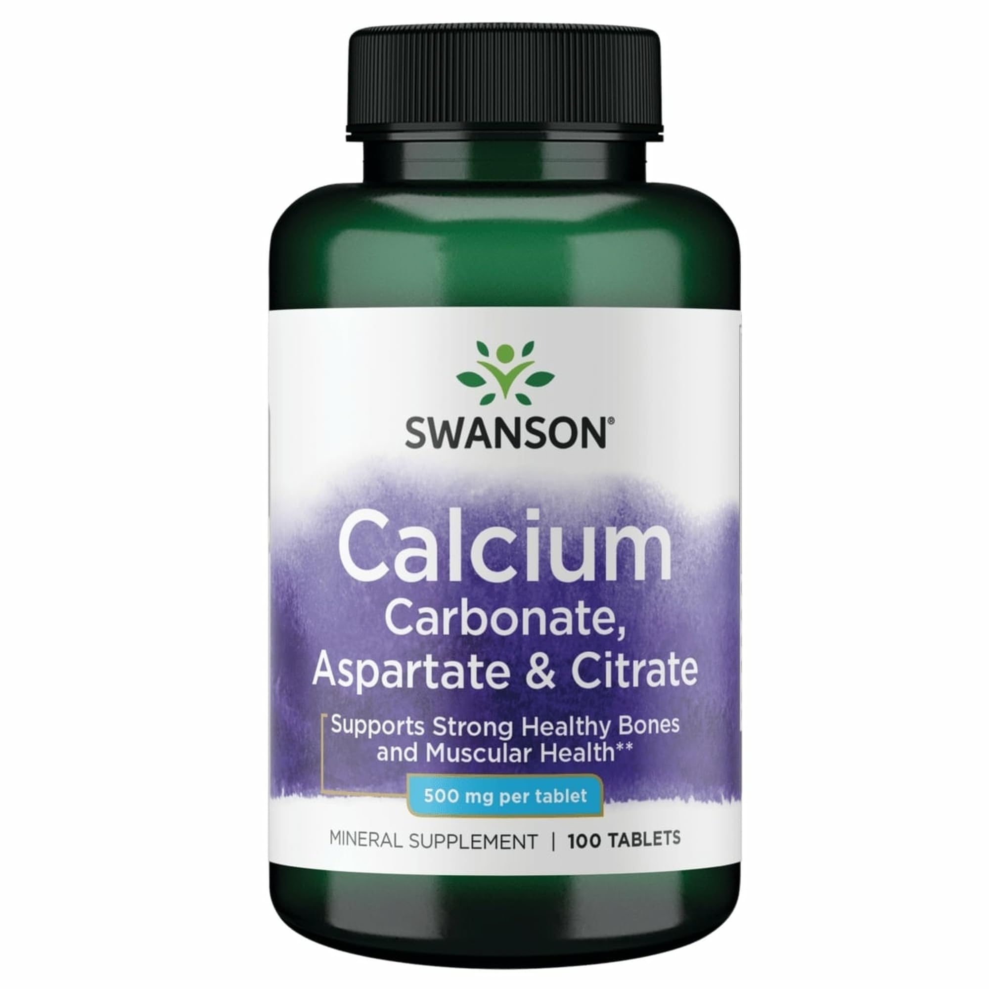 Swanson Calcium Supplement 500mg front view