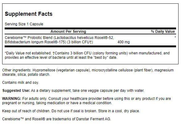 Swanson Cerebiome Probiotic Supplement 54g side view
