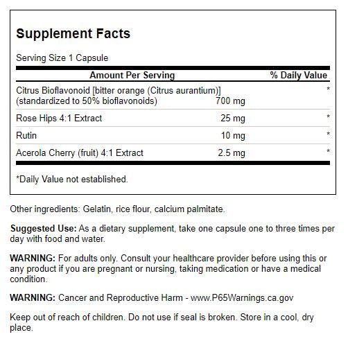 Swanson Citrus Bioflavonoids Complex 700mg capsule bottle side view