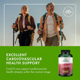 Swanson Coenzyme Q10 30mg capsules on a wooden table