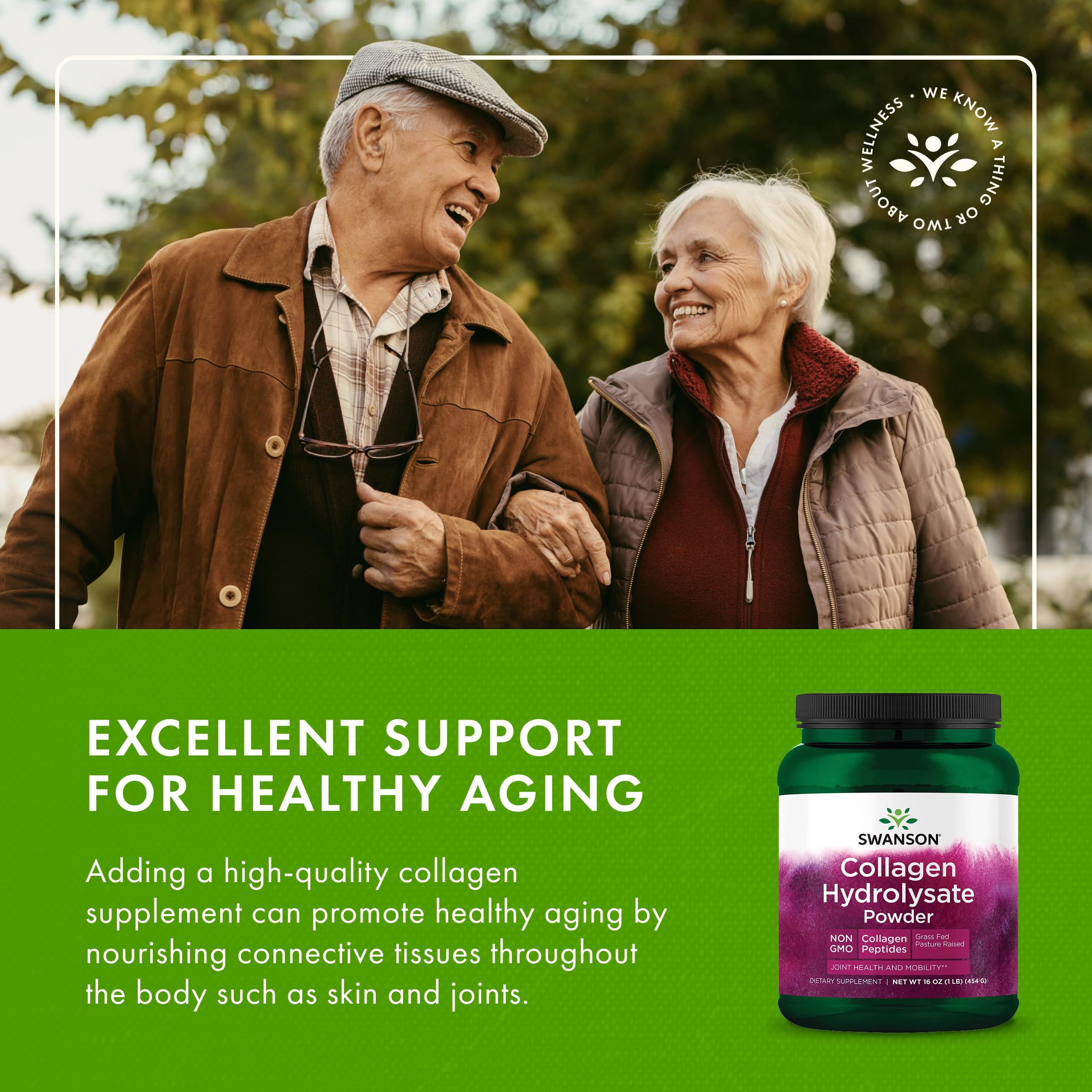 Swanson Collagen Hydrolysate Powder 141g with a measuring spoon
