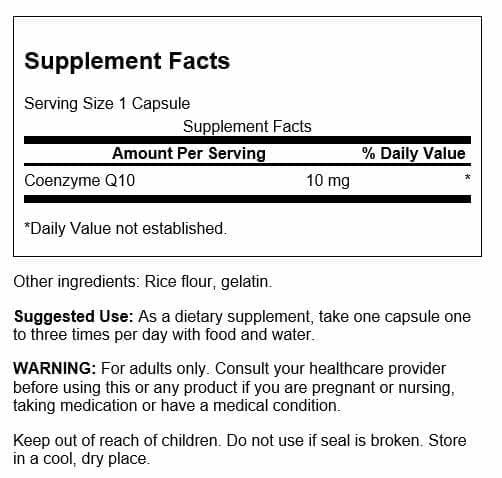 Swanson CoQ10 Supplement 10mg side view of packaging