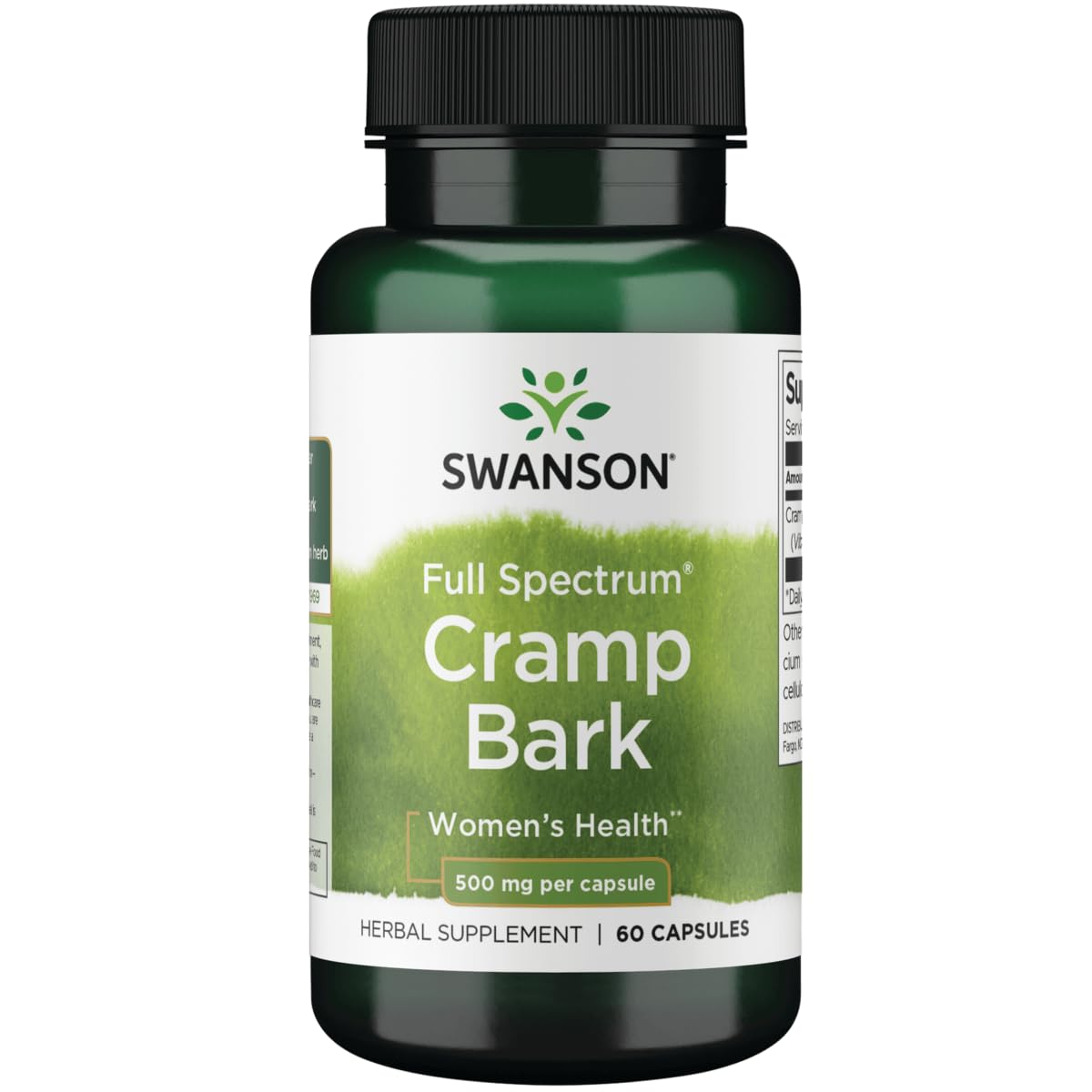 Swanson Cramp Bark Capsules 500mg front view with label