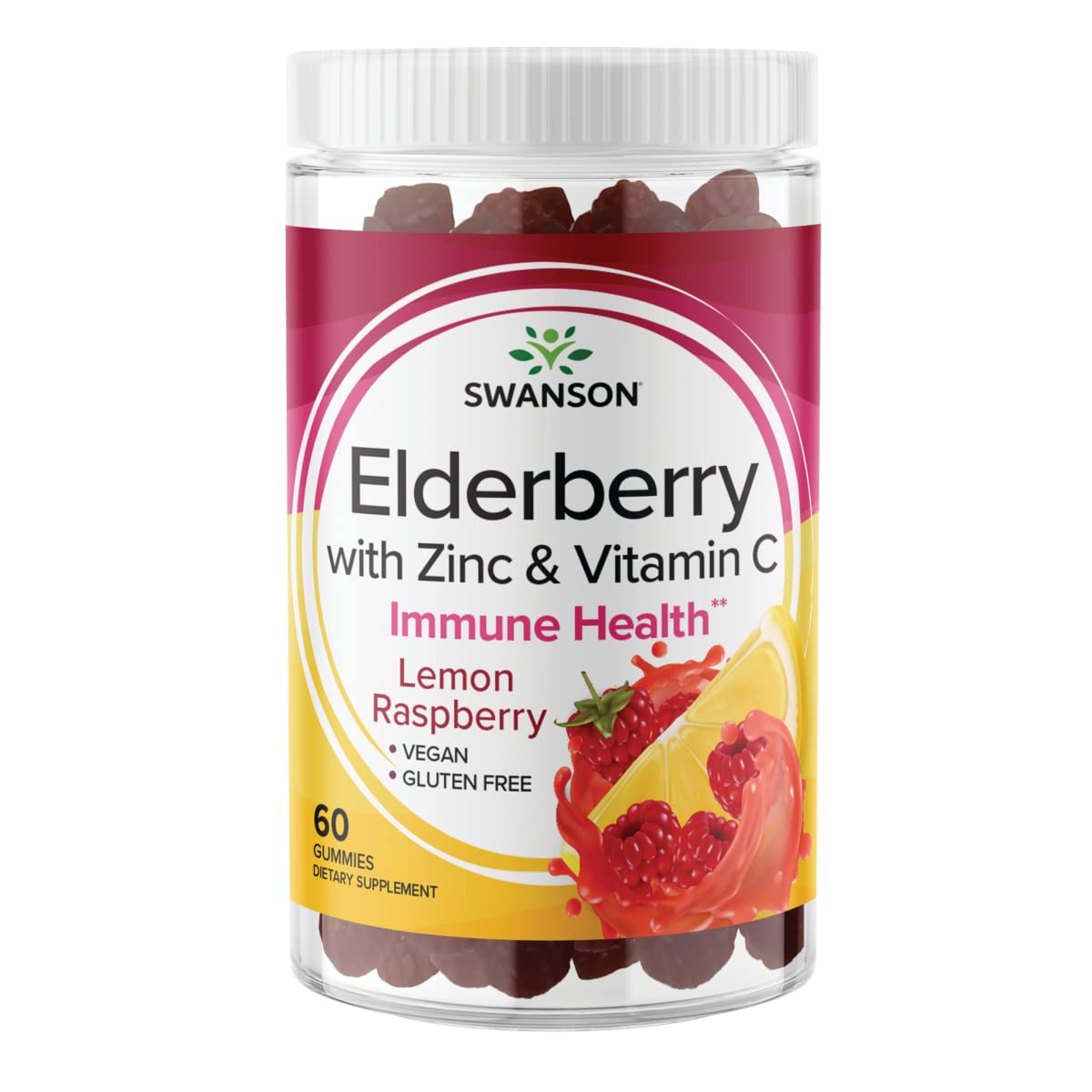 Swanson Elderberry Gummies with Zinc & Vitamin C front view
