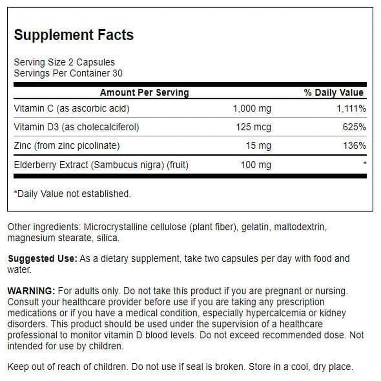 Swanson Elderberry Supplement side view showing packaging