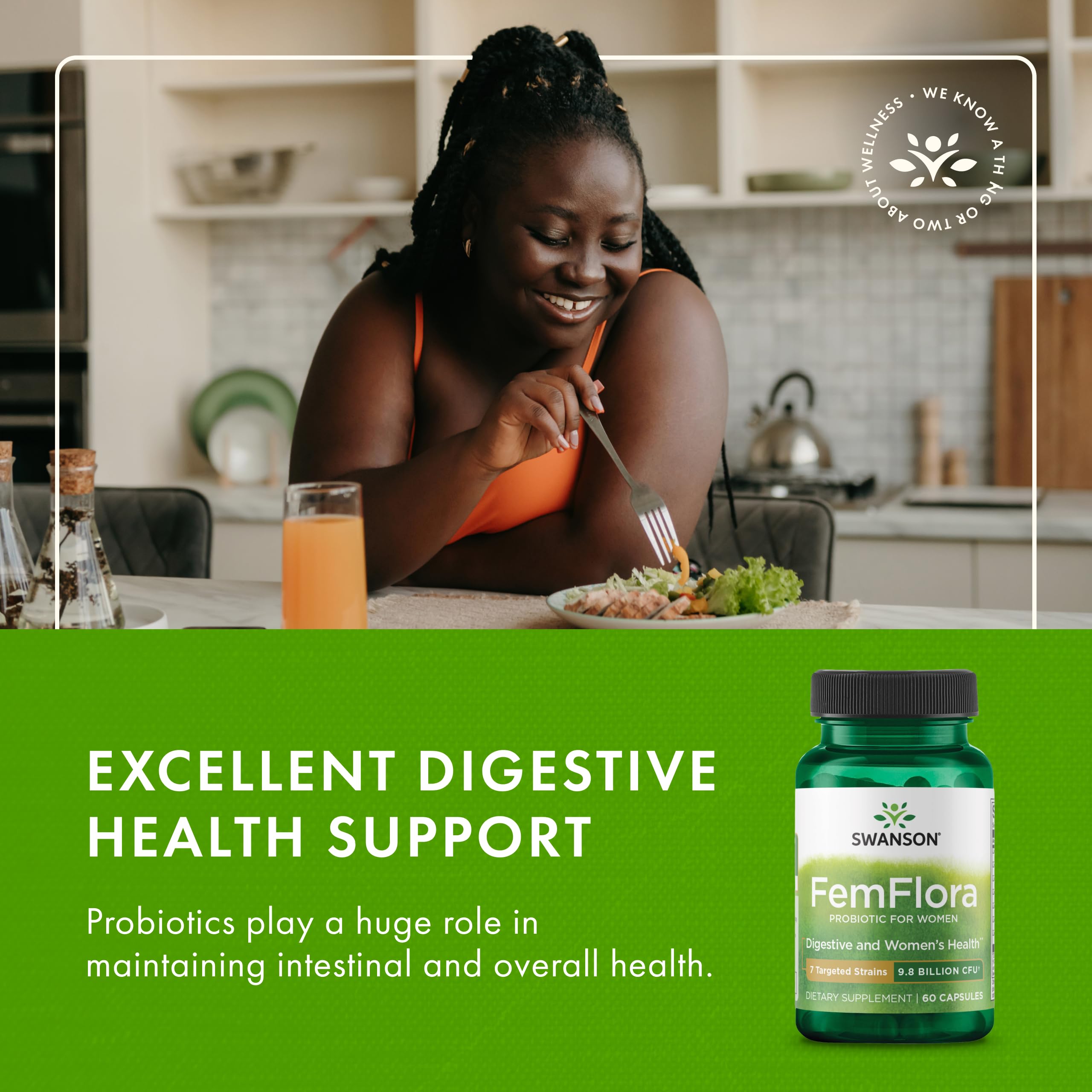 Swanson FemFlora Probiotic Supplement bottle top view