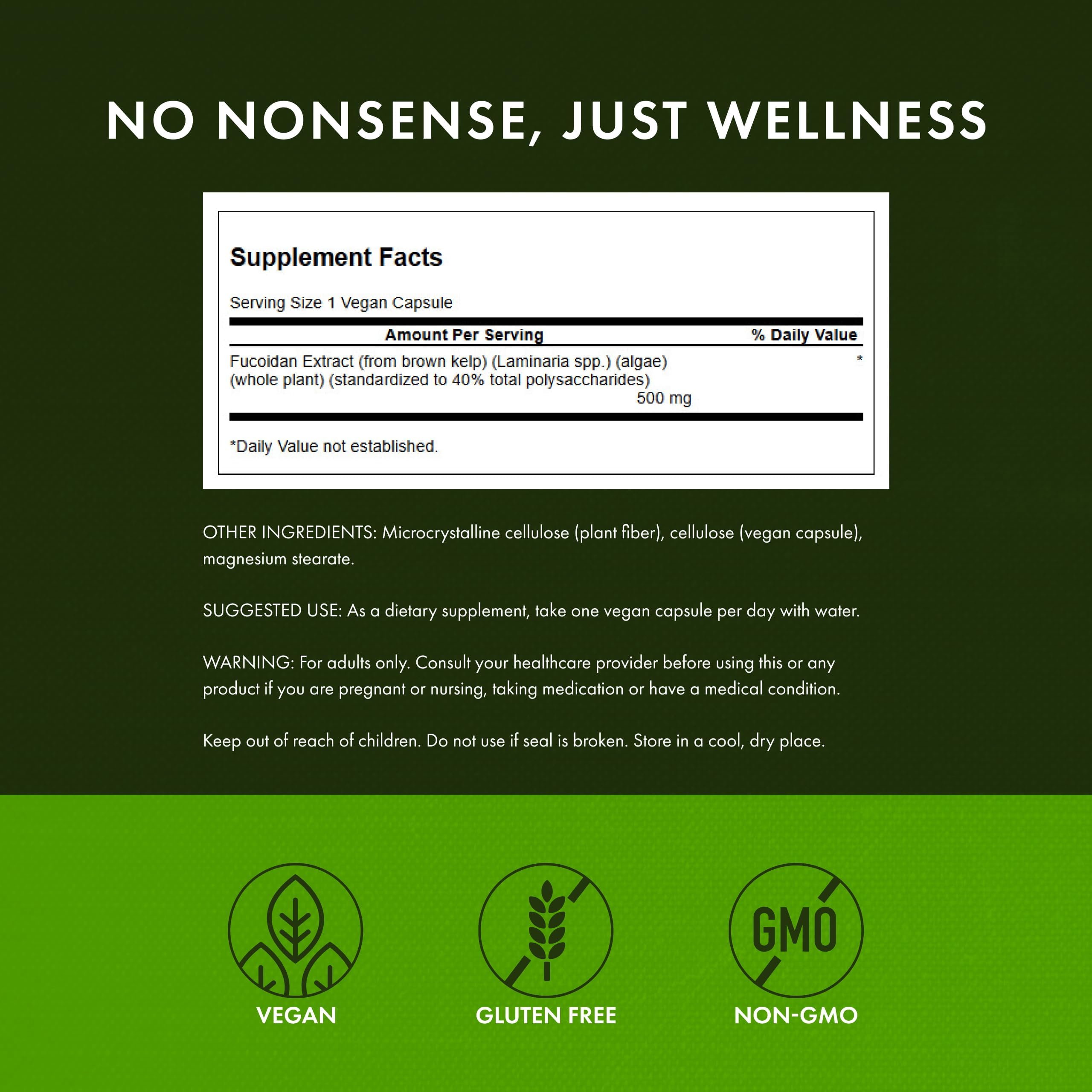 Swanson Fucoidan Extract 500mg Capsules side view