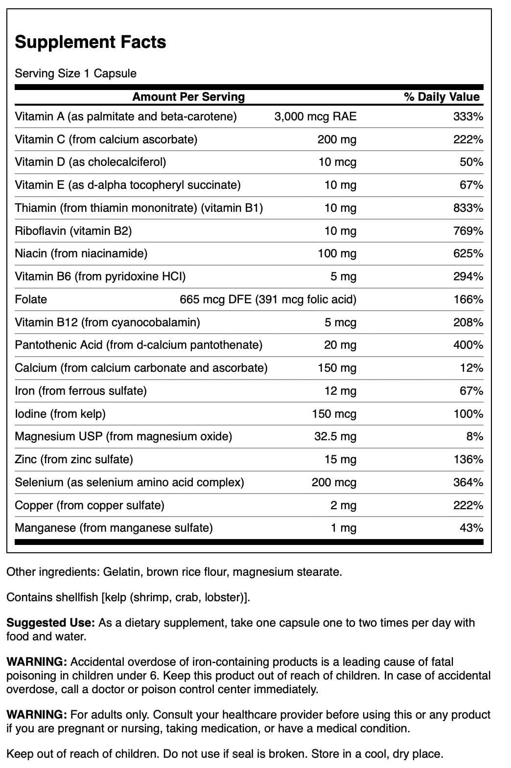 Swanson Full Spectrum Blended Vitamin & Mineral Supplement side view with label
