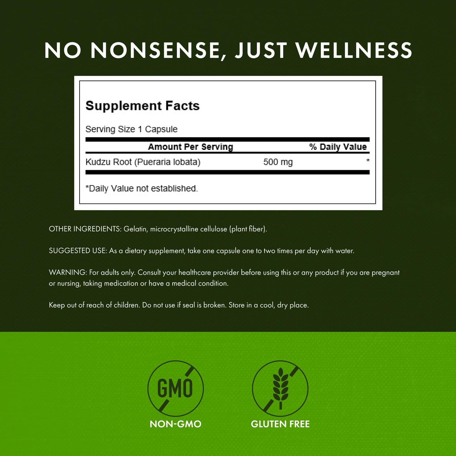 Swanson Full Spectrum Kudzu Root 500mg supplement side view