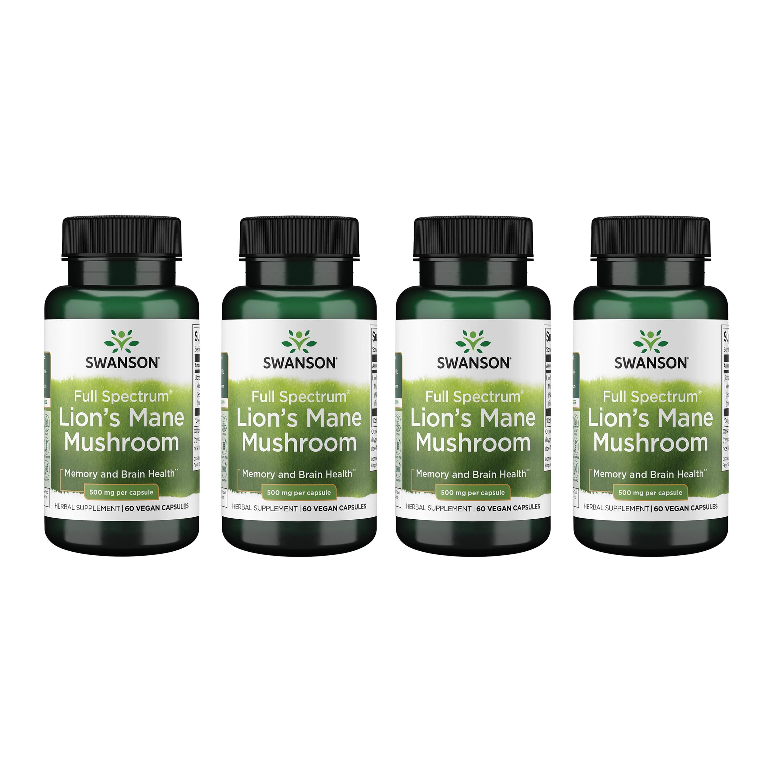 Swanson Full Spectrum Lion's Mane Mushroom 500mg capsules front view