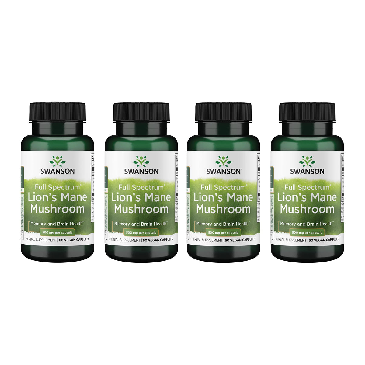 Swanson Full Spectrum Lion's Mane Mushroom 500mg capsules front view