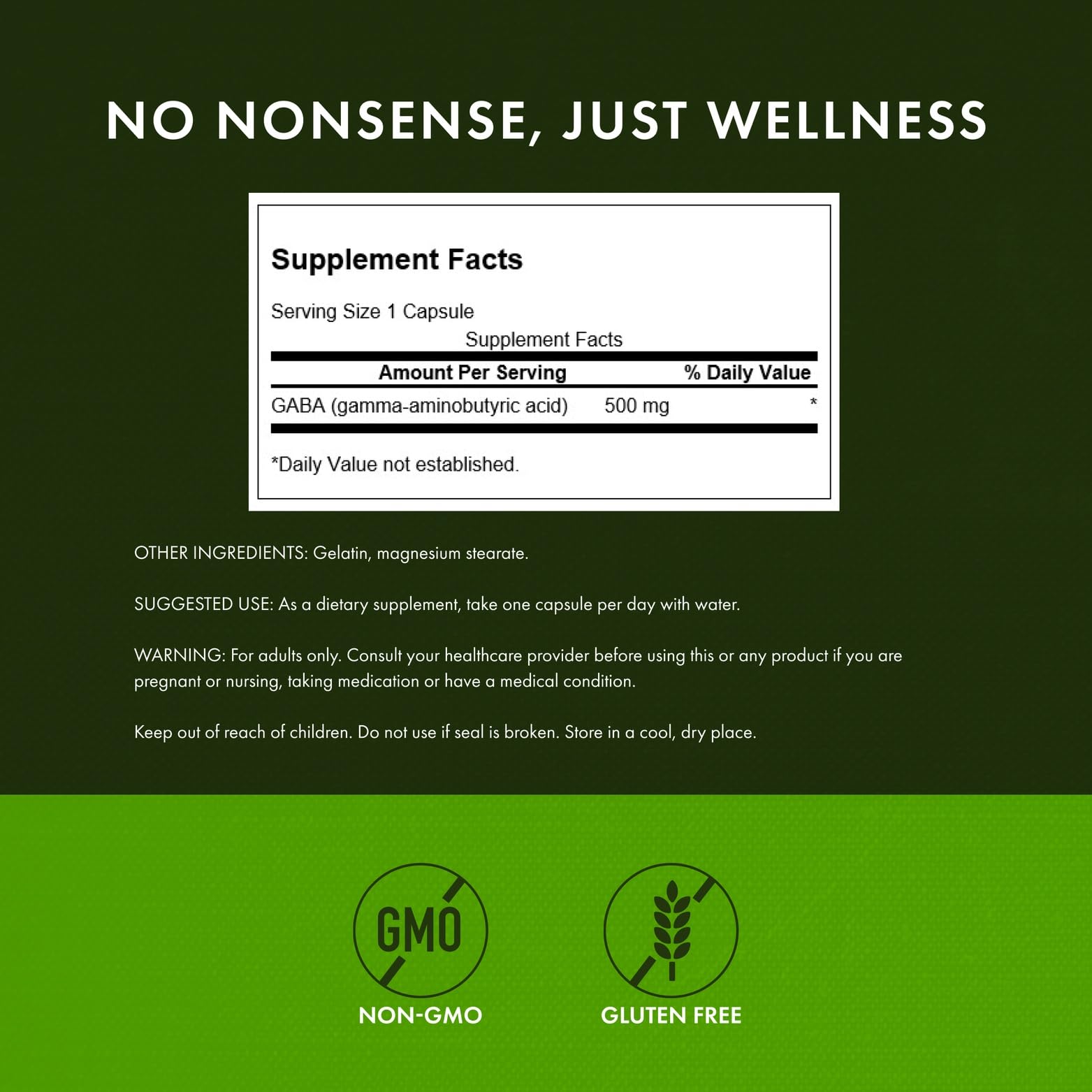 Swanson GABA 500 mg capsule close-up